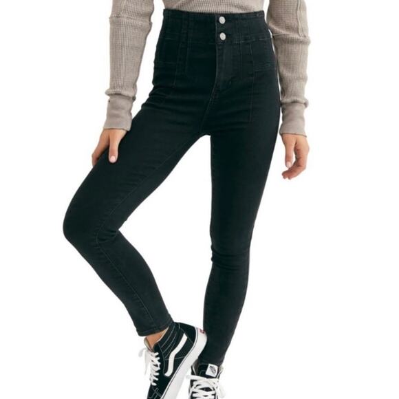 Free People Denim - Free People We The Free Jayde High Waisted Seamed Jeans In Black Size 29